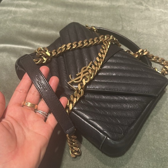 YSL Sheepskin Matelasse Chevron Monogram College Bag - Picture 10 of 10